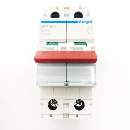 Hager SBR290 100A 100 Amp 2 Double Pole Isolator Main Switch Disconnector